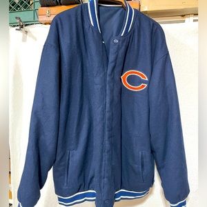NFL Chicago Bears JH Design Wool Reversible Jacket Navy with 2 Front  Logos